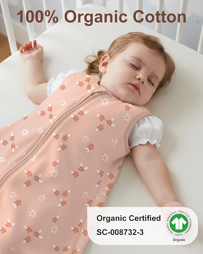 Yoofoss Baby Sleep Sack 0-6 Months Wearable Blanket for Babies 100% Organic Cotton 2-Way Zipper TOG 0.5 Toddler Sleeping Sack 3 Pack, Comfy Lightweight Sleep Sacks