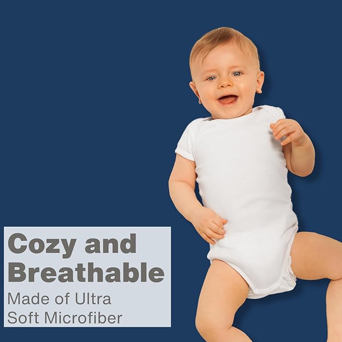Everyday Kids 2-Pack Fitted Crib Sheets, 100% Soft Breathable Microfiber Baby Sheet, Fits Standard Size Crib Mattress 28in x 52in, White Nursery Sheet and Navy Nursery Sheet