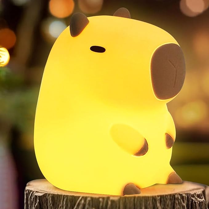 FAMIDUO Capybara Night Light for Kids - Safe Squishy Silicone Nursery Light with Timer,Dimmable & Rechargeable Touch Bedside Lamp, Cute Capybara Gift for Boys Girls Toddlers, Baby & Kids Room Decor
