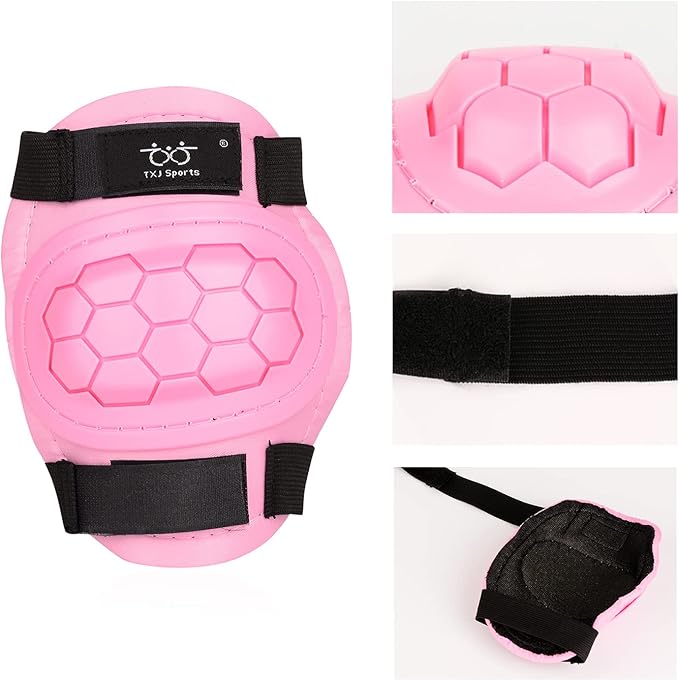 TXJ Sports Elbow and Knee Pads Kids with Wrist Guards Protective Gear for Skateboard Roller Skating Biking Skating Inline Skates Longboarding Derby Riding Scooter