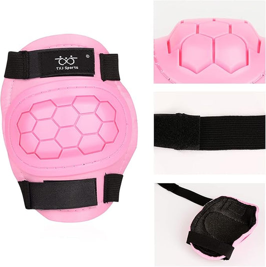 TXJ Sports Elbow and Knee Pads Kids with Wrist Guards Protective Gear for Skateboard Roller Skating Biking Skating Inline Skates Longboarding Derby Riding Scooter
