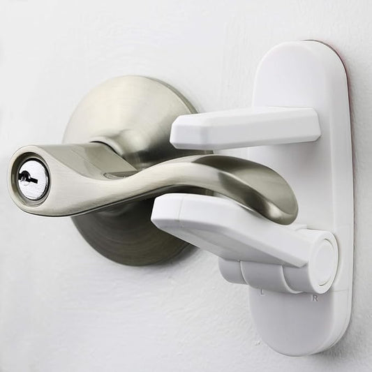 Door Lever Lock (2 Pack) – Prevents Toddlers from Opening Doors – Easy One-Hand Operation for Adults – Durable ABS with 3M Adhesive Backing – No Tools Needed for Install