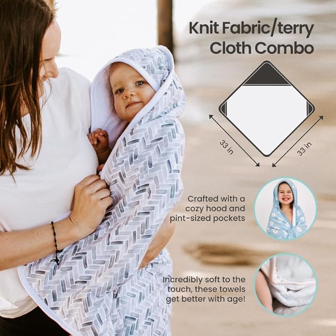 Copper Pearl Hooded Bath Towels Premium Knit/Terry Cloth Baby Towels with Hood, Pockets, and Cool Designs - Great to Gift and Make Bath Time Fun - Baby Bath Towel, Bolt