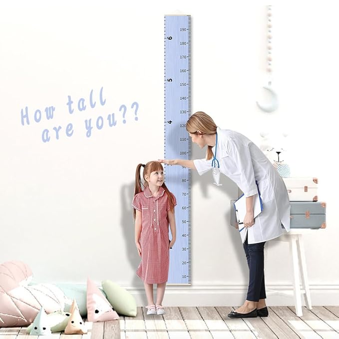 Nustila Canvas Growth Chart for Kids Unisex Kids Room Wall Decor Purple Measuring Height Chart- Wall Tape with Height Chart for Kids Baby Nursery Room Décor 79" x 7.9"