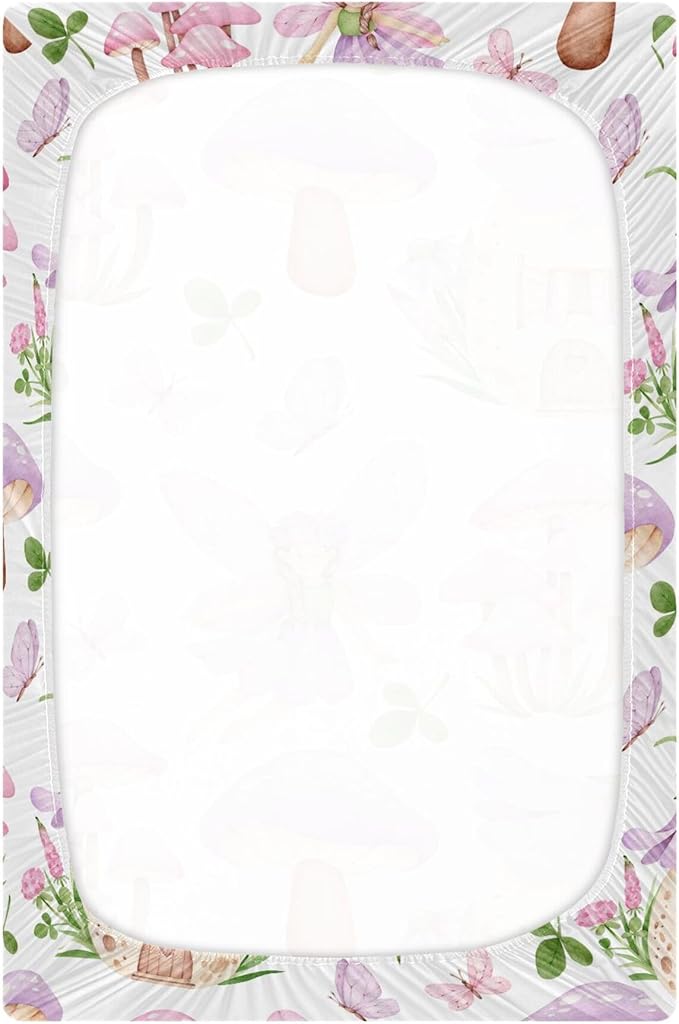 Butterflies Fairy House Crib Sheets Soft Breathable Fitted Baby Crib Sheets Mattress Cover for Girls Boys, 52" x 28" x 9"