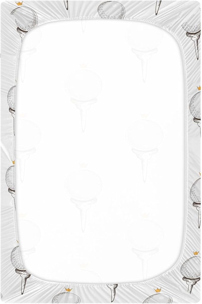 Golf Ball Pattern Crib Sheets Soft Breathable Fitted Baby Crib Sheets Mattress Cover for Girls Boy, 52" x 28" x 9"