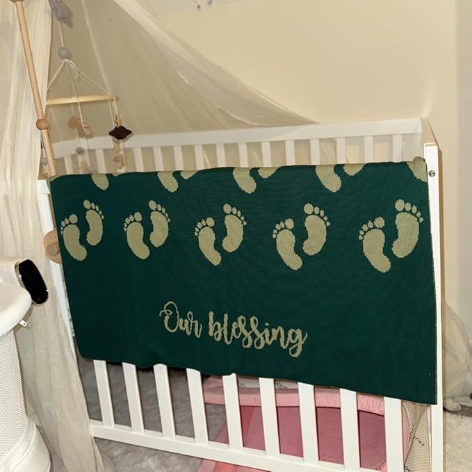 Personalized Icon Pattern Blanket – 100% Organic Cotton Customized Baby Blanket, Custom Name, Crib 36x60, Gift for Baby Shower, Birthday Present, Girls and Boys, Toddlers Kids - Made in America