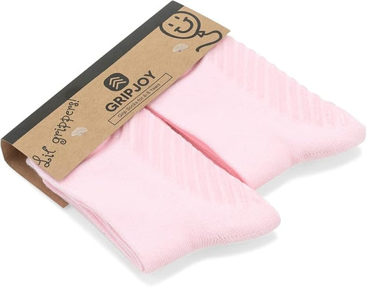Gripjoy Toddler Socks with Grippers, Non-Slip for Kids, Enhanced Stability, Comfortable Cotton - 4 Pairs