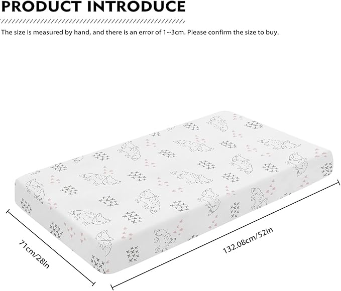 Little Fox and Heart Fitted Crib Sheet Animals Baby Crib Sheet Fit Standard Crib and Toddler Mattress,Crib Mattress Sheets for Boys Girls 28"x52"