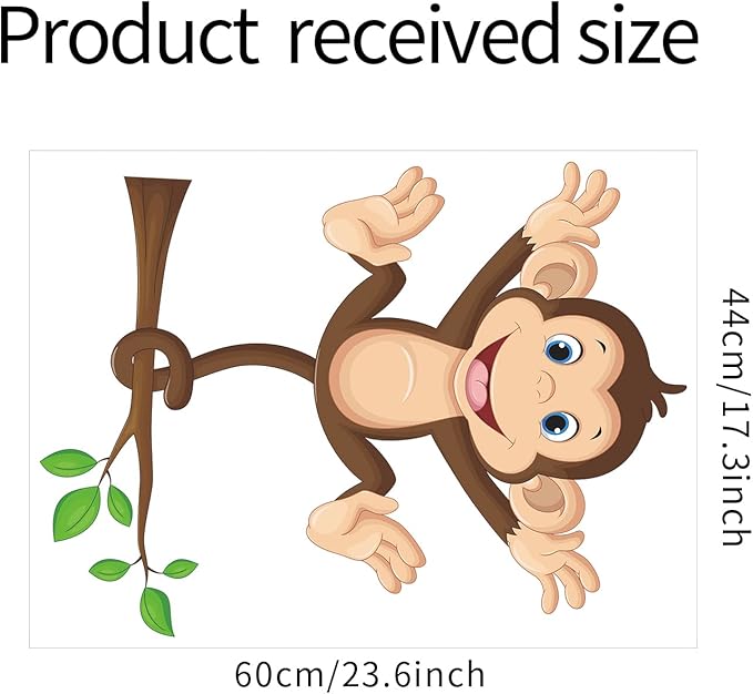 ROFARSO Colorful Cute Cartoon Wall Sticker for Kid Removable Peel and Stick Wall Decal DIY Decoration for Nursery Baby Girls Bedroom Playroom Living Room (Monkey)