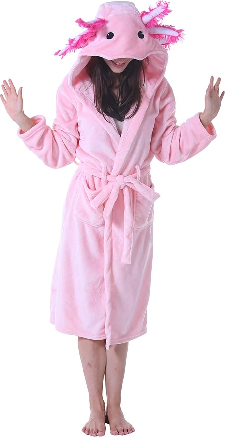 CuteOn Bathrobe for Women Soft Fleece Hooded Plush Loungewear