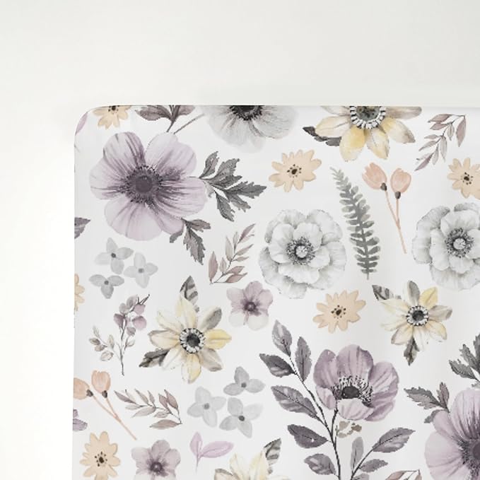 Watercolor Antique Floral Baby Crib Sheets for Boy Girl 52x28Inch Spring Garden Flowers Soft Stretchy Fitted Crib Mattress Cover Summer Wildflowers Baby Sheet for Standard Crib & Toddler Mattress Pad