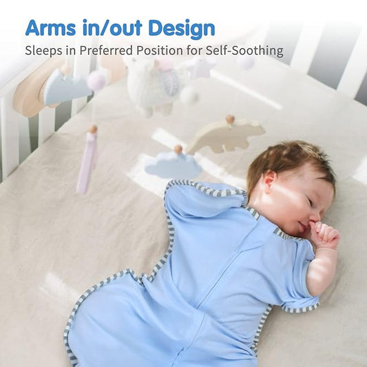 Transition Swaddle, Baby Sleep Sack 3-6 Months Arms up Swaddles 2-Way Zipper 100% Cotton Arms in/out, 0.8 Tog Baby Swaddles Sleep Sack for Boy Girl, 2-Pack Transitional Swaddle Sack (Medium 14-20lbs)