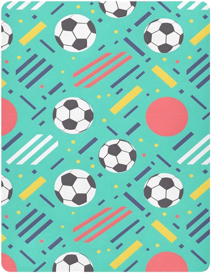 Baby Crib Sheets Fitted Crib Sheet Standard Crib and Toddler Mattress for Boys Girls 39 * 27in Pink Starfish Shell Pattern (Soccer Balls Geometric Shapes, Small)