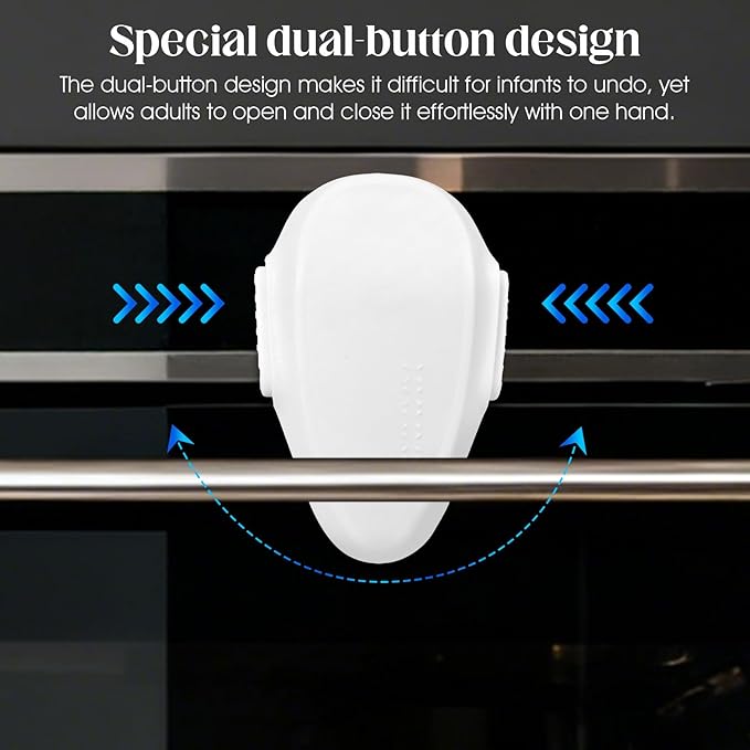1 Pack Oven Lock for Baby Proofing - Heat Resistant, No Drill Adhesive Stove Door Lock, Child Safety Oven Lock (White)