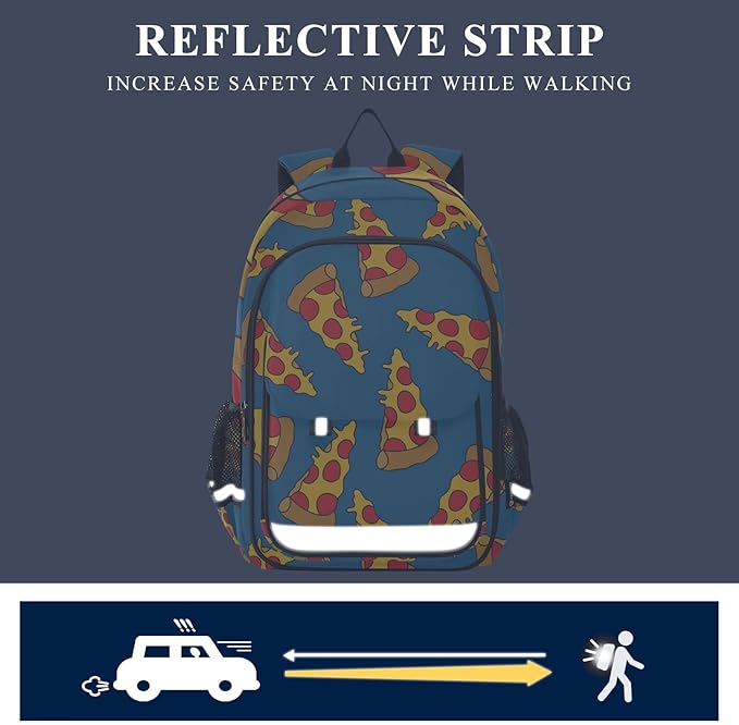 Jucciaco Doodle Pizza School Backpack Laptop Travel Daypack for Kids Girls Boys, Personalized Computer Notebooks Bookbag with Adjustable Padded Straps
