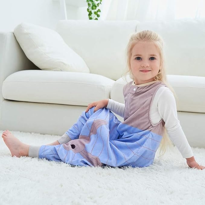 MICHLEY Toddler Sleeping Sack with Feet Newborn Infant Sleeveless Sleeping Bag 2-way Zipper Baby Wearable Blanket for Walkers,Blue Rabbit,3-5T