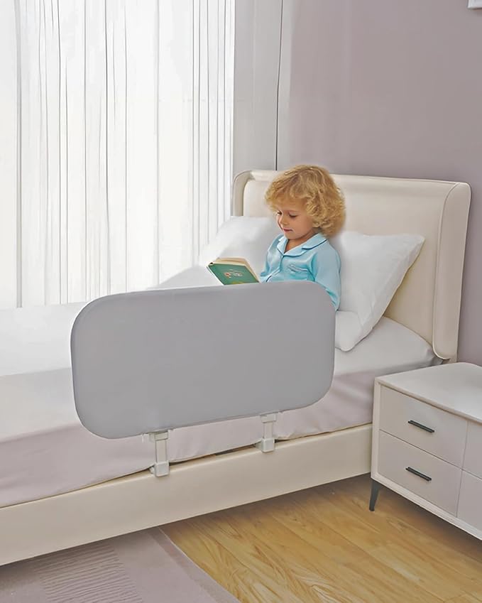 Grelife 33" Travel Bed Rail for Toddlers (Compact), Fast Install, Portable Adjustable Height, Tall Toddler Bed Rails for Crib, Single, Twin Bed, Foldable Baby Bed Rail Guard for Box, Flat Bed