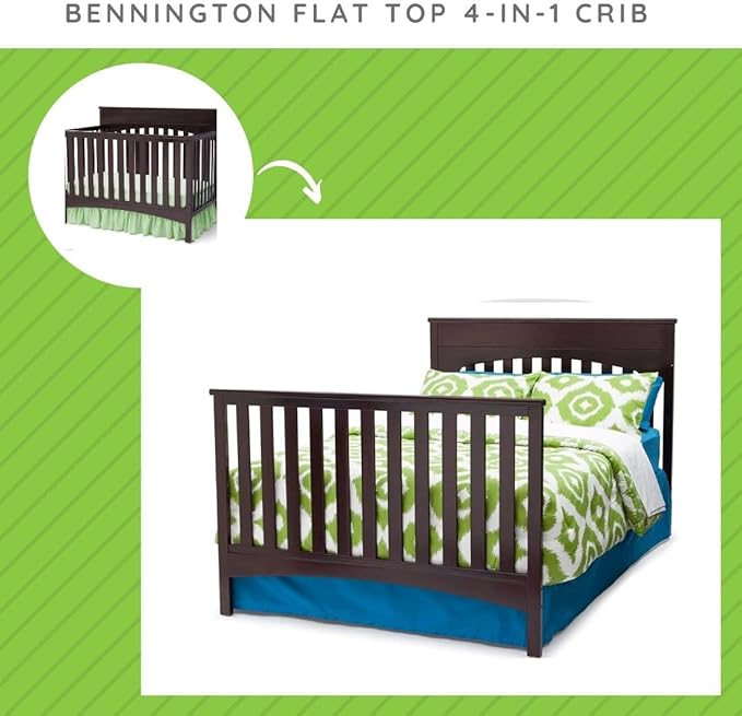 Full-Size Conversion Kit Bed Rails Compatible with Bennington Convertible Crib by Delta Children - Solid Wood #0050/#550725 - Toddler & Adult Bed Rail - Nursery & Baby Furniture (Dark Espresso - 958)