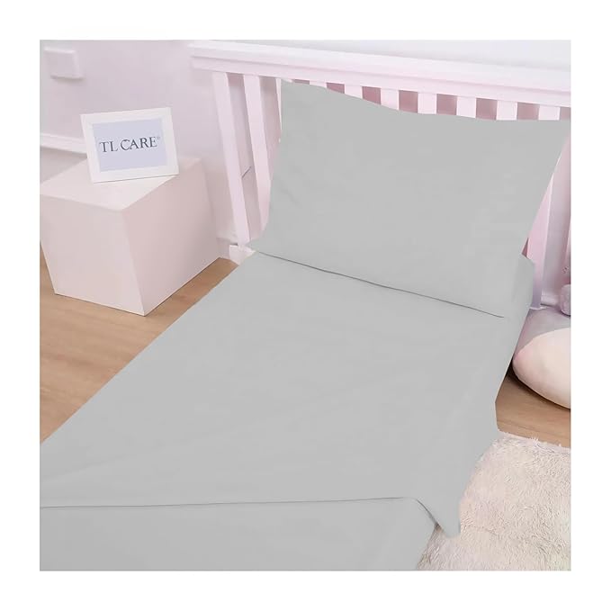 TL Care 100% Natural Cotton Jersey Knit 3-Piece Toddler Sheet Set, Gray, Soft Breathable, for Boys and Girls