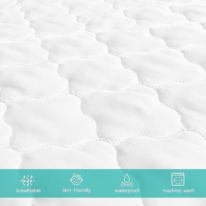 Waterproof Crib Mattress Protector 2 Pack Fitted Crib Sheets Cover Toddler Bed Mattress Pad Protector for Boys Girls, Skin-Friendly & 100% Absorbent Machine Wash