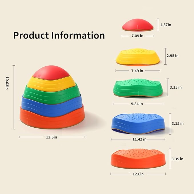Fanboxk Stepping Stones for Kids,Non-Slip Toddler Sensory Stepping Stones for Promoting Toddler Balance Coordination Skills,Obstacle Courses Sensory Toys Outdoor or Indoor Play for Kids Age 3-8