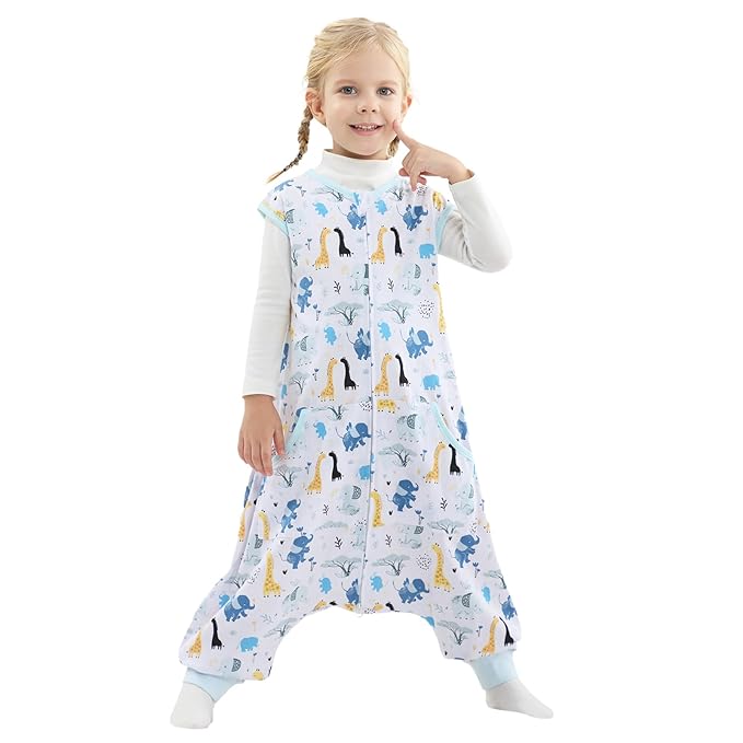 WONDAY Toddler Sleep Sack with Feet, 0.5 Tog Sleeping Sacks for Walking with Legs 3-5T 4T 5T