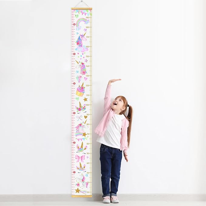 HomeEvolution Kids Growth Chart Height Measuring Chart, Unicorn Canvas Wall Hanging Rulers for Baby Children Girls Bedroom Decor