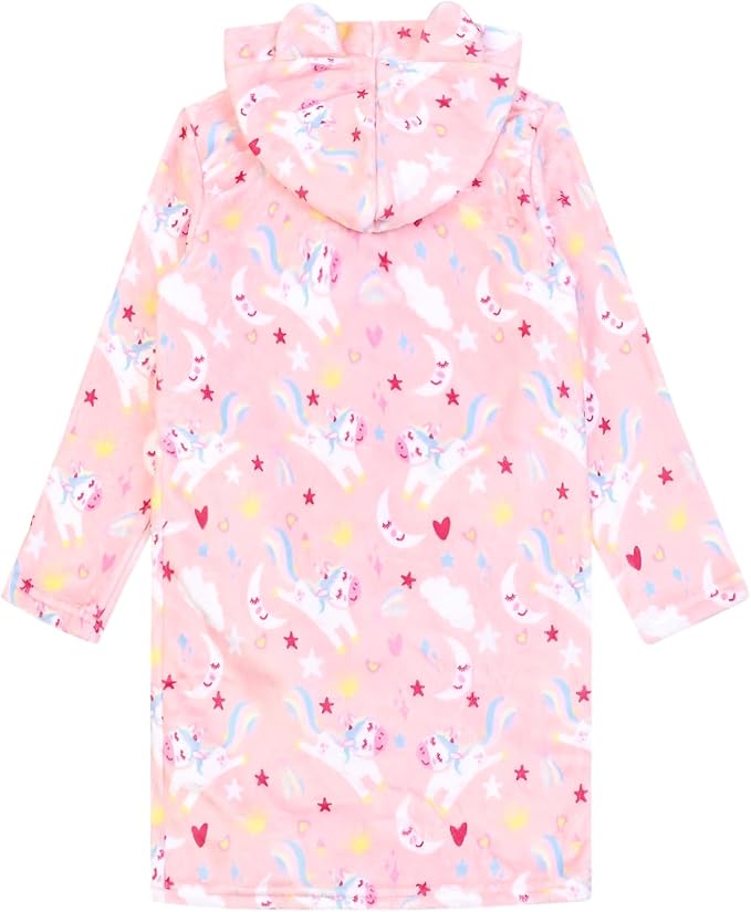 CHILDRENSTAR Girls Robe Kids Cat Bathrobes Plush Soft Fleece Pajamas Sleepwear