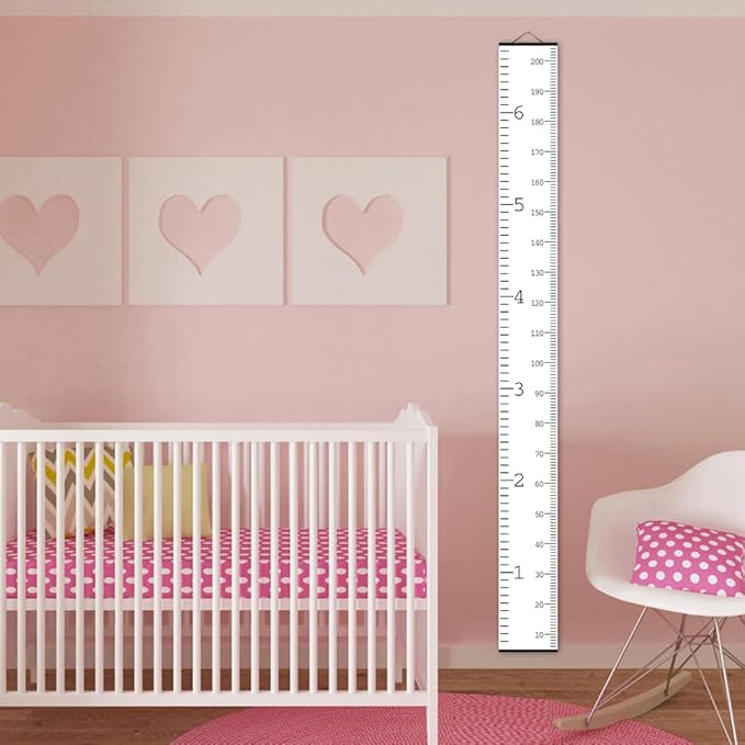 Nustila Growth Height Chart Handing Ruler Wall Decor for Kids, Canvas Removable Height Growth Chart for Boys and Girls Toddler Baby Bedroom Decor 79 x 7.9 inch