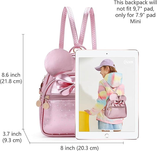 KL928 Girls Mini Backpack Bowknot Polka Dot Cute Small Daypacks Convertible Shoulder Bag Purse for Women