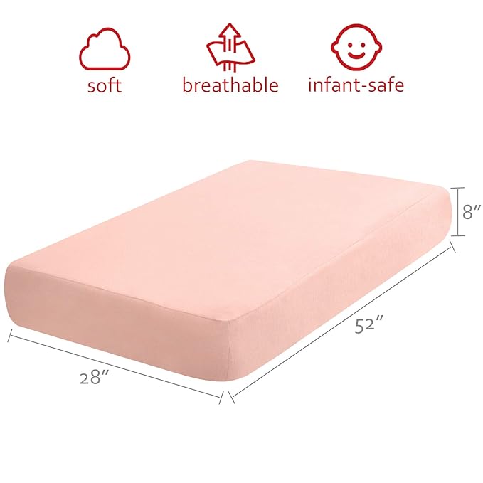 Flannel Crib Sheet for Girl, 100% Cotton Flannel, Heavenly Soft Fitted Crib Sheet for Standard Crib (28" X 52") and Toddler Mattresses Warm, Pink