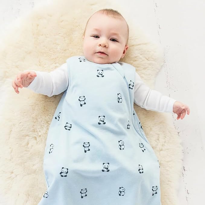 Woolino Merino Wool and Organic Cotton Baby Sleep Bag - 4 Season Classic Sleep Sack for Baby - Two-Way Zipper Sleeping Bag for Baby and Toddler - 6-18 Months - Panda