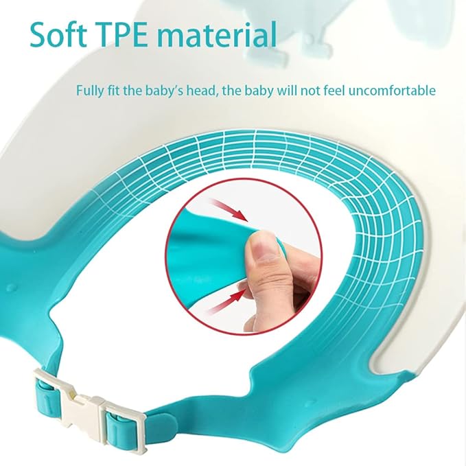 Baby Shower Cap Shield, Shower Cap for Kids, Visor Hat for Eye and Ear Protection for 0-9 Years Old Children,Cute Dinosaur/Crocodile/Hippo shape Makes the Baby Bath More Fun (Crocodile, Blue)