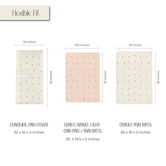 Ely’s & Co. Changing Pad Cover, Diaper Changing Table Sheets, 2 Pack, Cradle Sheet Set for Baby Girls, 100% Jersey Knit Cotton, Pink Vintage Floral Collection, 32”x16”x5”