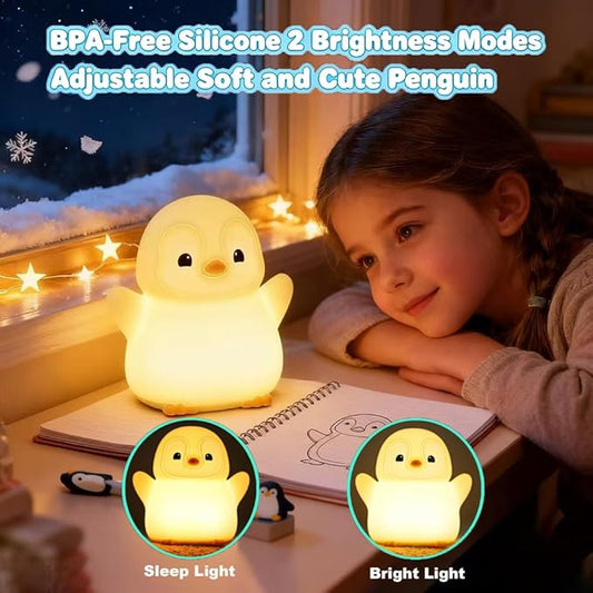 KangTen CHEN Cute Penguin Night Light for Kids Bedroom, Animal Silicone Nursery Night Lamp Touch Control Nightlights USB Rechargeable Bedside Lamp for Baby Children Toddlers Girls Gift