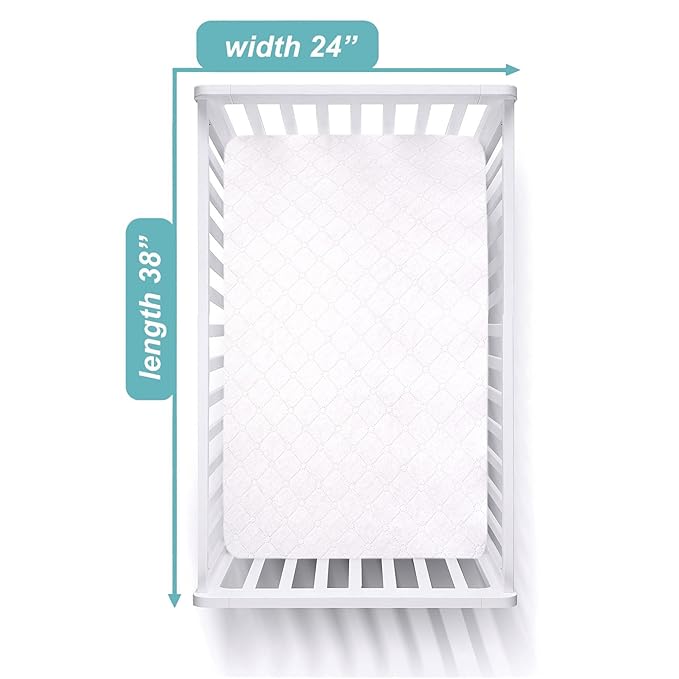 American Baby Company 2 Pack Waterproof Fitted Mini Crib Mattress Protector 38" x 24" - Quilted, Noiseless, Ultra-Soft & Breathable Pack n Play and Mini Crib Mattress Cover