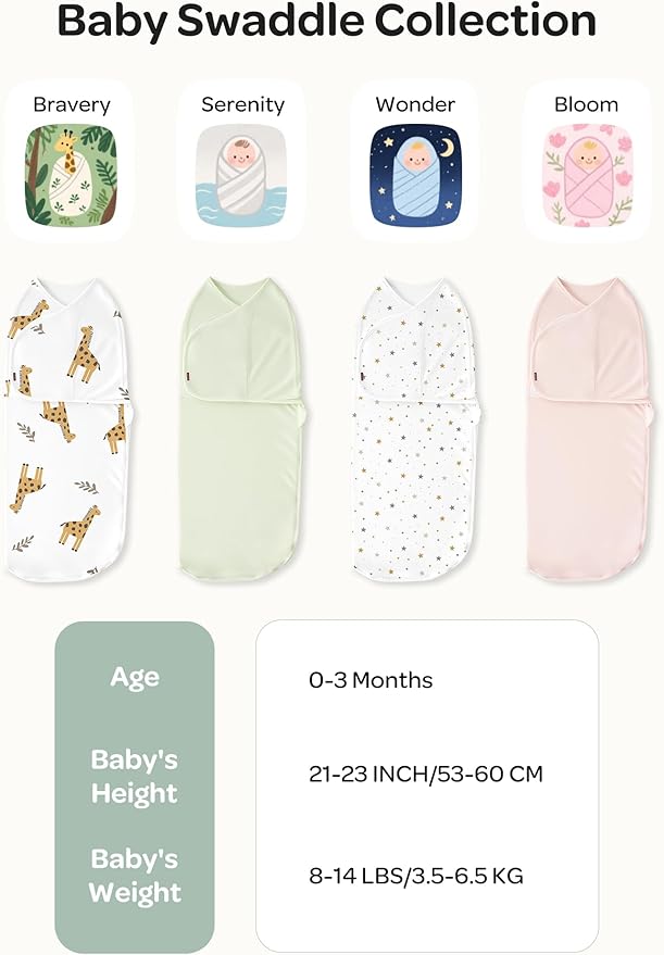 Momcozy Swaddles for Newborns, Quiet Fastner Suitable for Infant 0-3 Months, New-Parent-Friendly Swaddle Sack, Reduce Startle Reflex, Newborn Boys Girls Registry Essentials, 2-Pack, Bravery