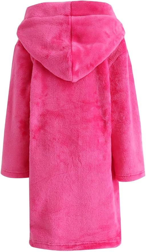 Boys Girls Robe Kids Flannel Hooded Bathrobe Sleepwear Pajamas Toddler Soft Plush Robes for Girls 2-16 Years