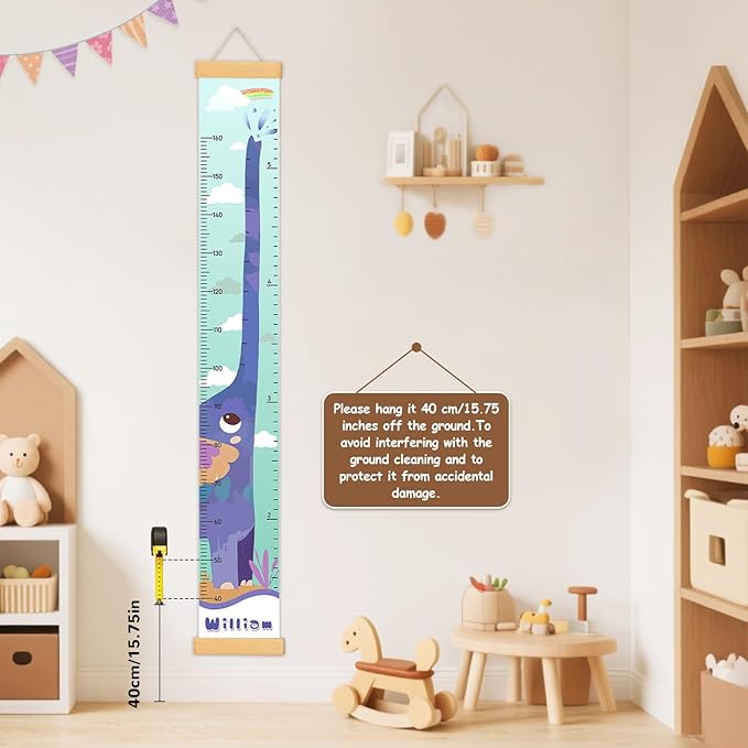 Personalized Painted Elephant Growth Chart for Wall Kids, Name Height Chart for Kids, for Nursery & Bedroom, Baby Shower Gift (59" x 7.8")