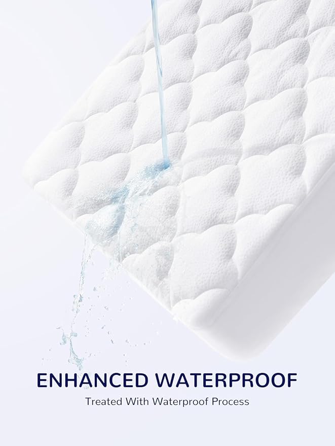 SLEEP ZONE Waterproof Crib Mattress Protector Pad - Quilted, Fitted Baby Mattress Cover 28"x52" - Soft Breathable Toddler Mattress Pad Noiseless Infant Bed Topper - Deep Pocket 14", White