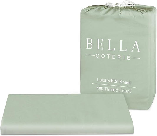Bella Coterie Luxury Bamboo Viscose Queen Size Flat Sheet | 100% Organically Grown | Ultra Soft | Cooling for Hot Sleepers [Sea Glass]