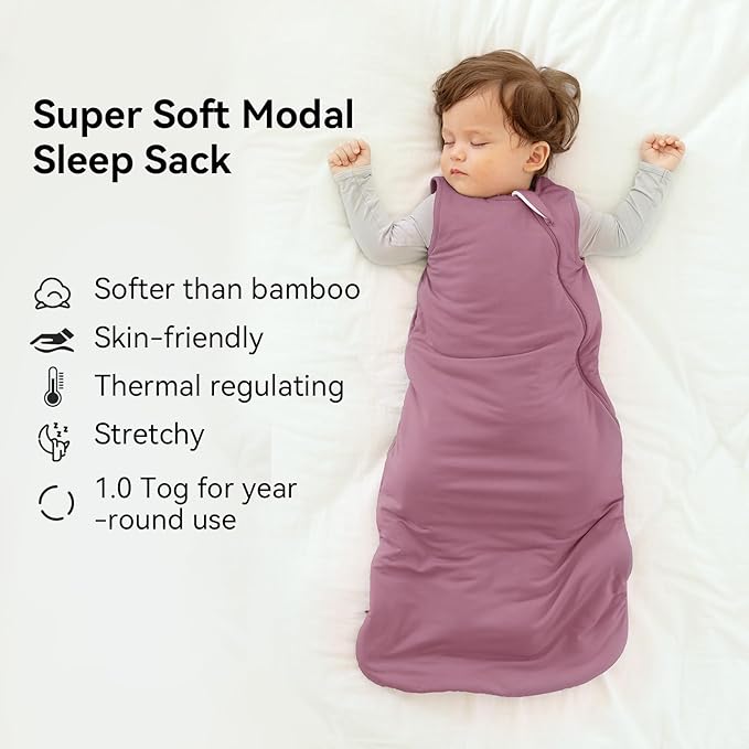 BubblePanda Modal Sleep Sack 18-24 Months 1.0 Tog Super Soft Toddler Sleep Sack 2t for Babies 2-Way Zipper Baby Wearable Blanket