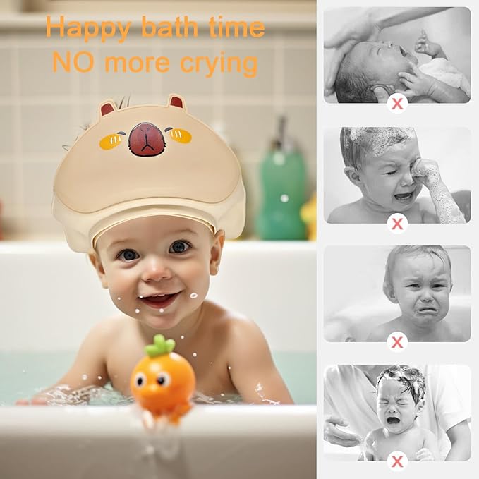 Baby Shower Cap - Waterproof Bath Visor for Toddlers 1-3 Years, Extra Soft Silicone Hair Washing Hat for Kids, Keep Water Out of Eyes (Pink)