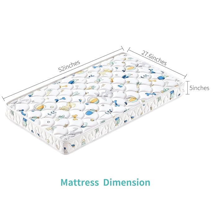 Premium 5" Crib Mattress and Toddler Mattress, Dual-Sided and Firm, Hypoallergenic Crib Mattress, Fits Standard Full-Size Crib and Toddler Bed