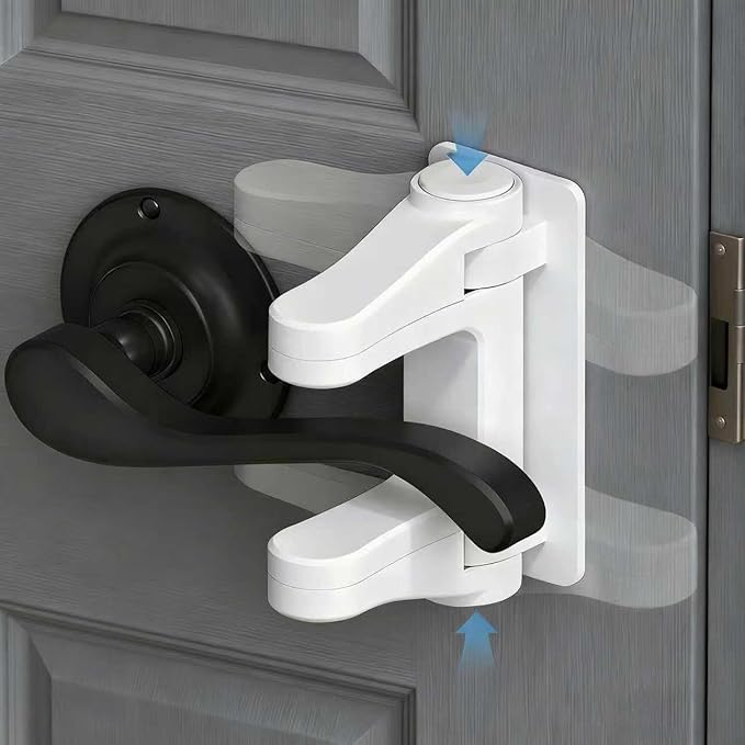Door Locks for Kids Safety (4 Pack),Prevents Toddlers/Pets from Opening Doors,Easy One-Hand Operation for Adults 3M Adhesive Backing No Tools Needed for Install for Cabinet Drawer. Furniture Kitchen