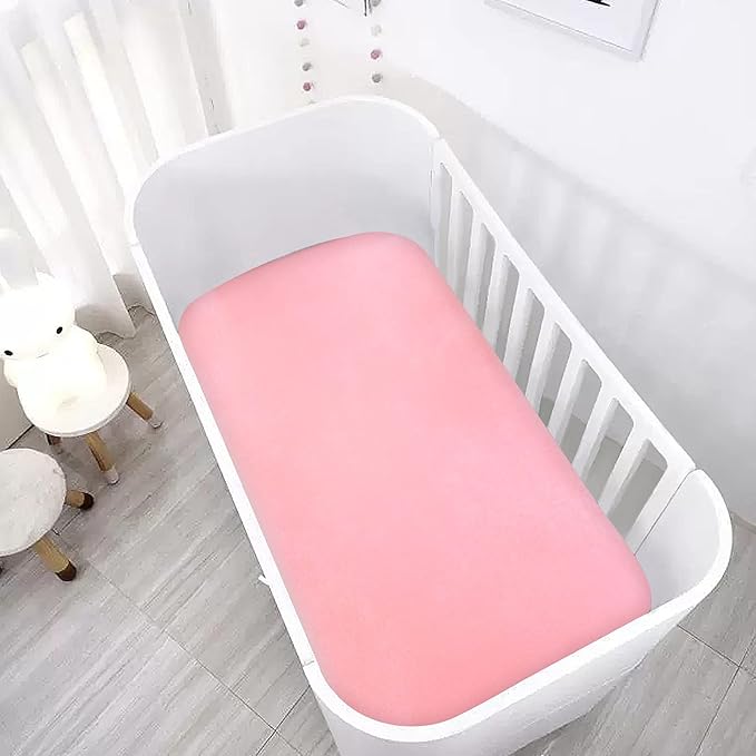 Crib Sheets Girl Satin 2 Pack, Soft & Silky Crib Sheet for Baby Hair (52"x28"x8") Fitted Crib Sheets for Standard Crib Mattress, Pink