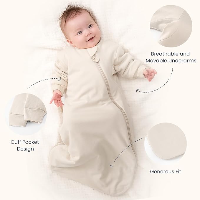 Unisex Sleeping Bag for Babies and Toddlers 1.0 Tog Sleep Sack 6-18 Months, Newborn Sleep Sack, Wearable Blanket Baby, One Piece Long Sleeves, Gifts for Baby