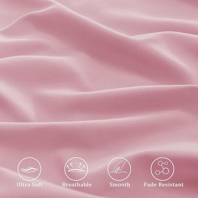 3 Piece Toddler Sheet Set,Pink Basics Bed Sheet Set for Toddler,Microfiber 3-Piece Sheet Set Soft Breathable Crib Bedding Set for Kids,Includes Flat Sheet, Fitted Sheet, Pillowcase