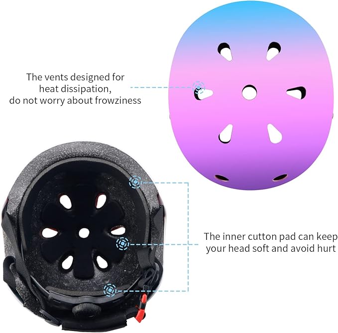 Adjustable Color Gradient Toddler Kids Bike Helmet for 3-5-8-14+Ages Girls Boys.Skateboard Bicycle Toddler Helmet 2-4 Years for Multi-Sports Cycling Scooter Inline Roller Skates Rollerblading